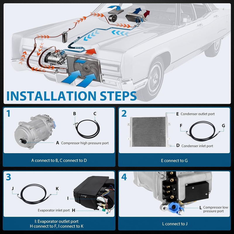 63A 12V Electric Cool Heat Universal Underdash Car Air Conditioner DC A/C