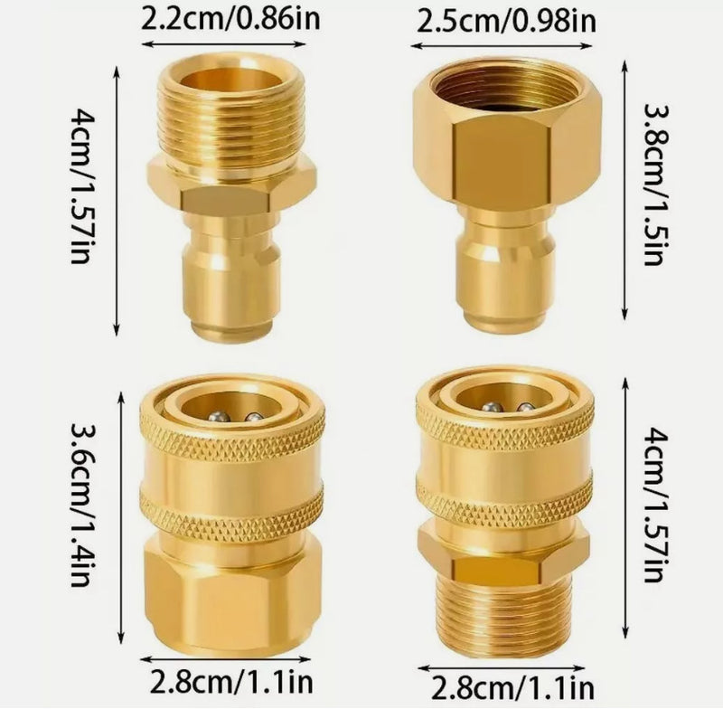 4x Pressure Washer Adapters Quick Disconnect Kit M22 Swivel to 3/8 Inch