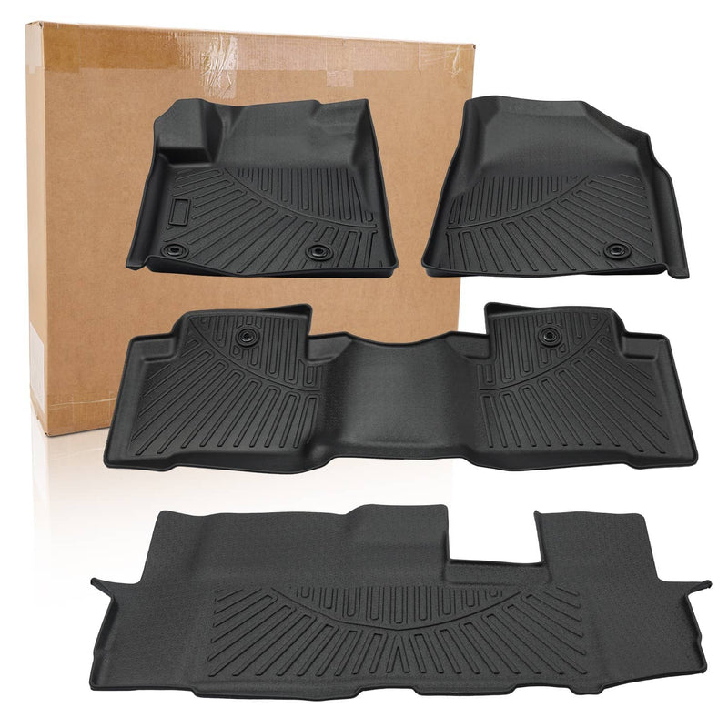 DURAFORCE For 2009-2015 Honda Pilot Floor Mats Liner Front 2nd 3rd Row 4 Door Set