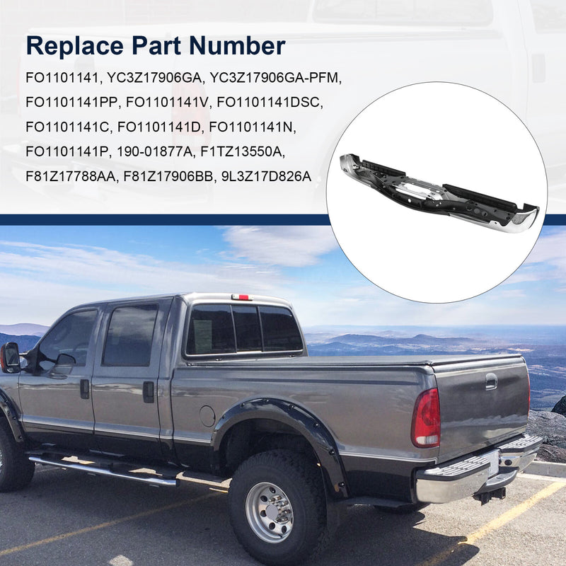 Chrome Rear Step Bumper for 1999-2007 Ford F250 F350 Super Duty No Sensor Hole