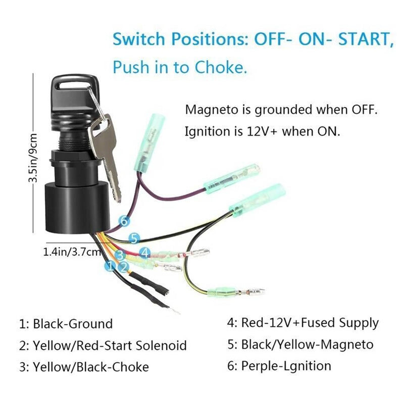 DURAFORCE 17009A5 Ignition Switch Key for Mercury Outboard Engine 6-Wire Replaces MP510909