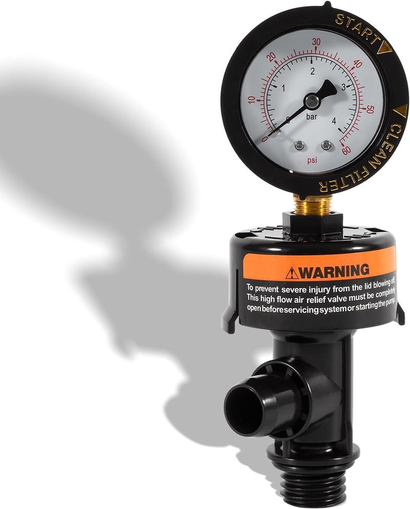 98209800 High Flow Manual Air Relief Valve With Gauge for Pentair Pool Filters