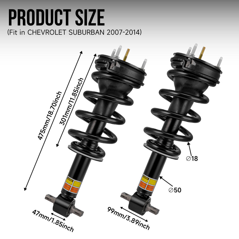 2X Front Shock Struts for Cadillac Escalade GMC Yukon 2007-2014 Pair