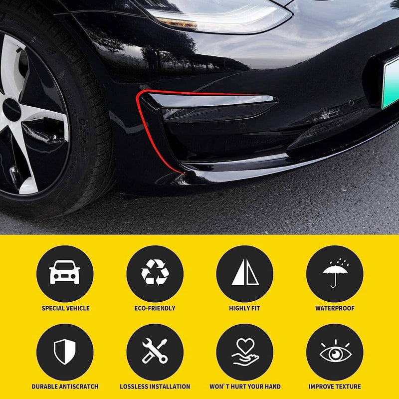 Gloss Black Front Fog Light Eyebrow Cover Trim for Tesla Model 3 2017-2023 U8