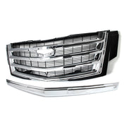 DURAFORCE For Cadillac Escalade 2015-2020 Hood Molding Trim+Front Grille w/Sensor Hole
