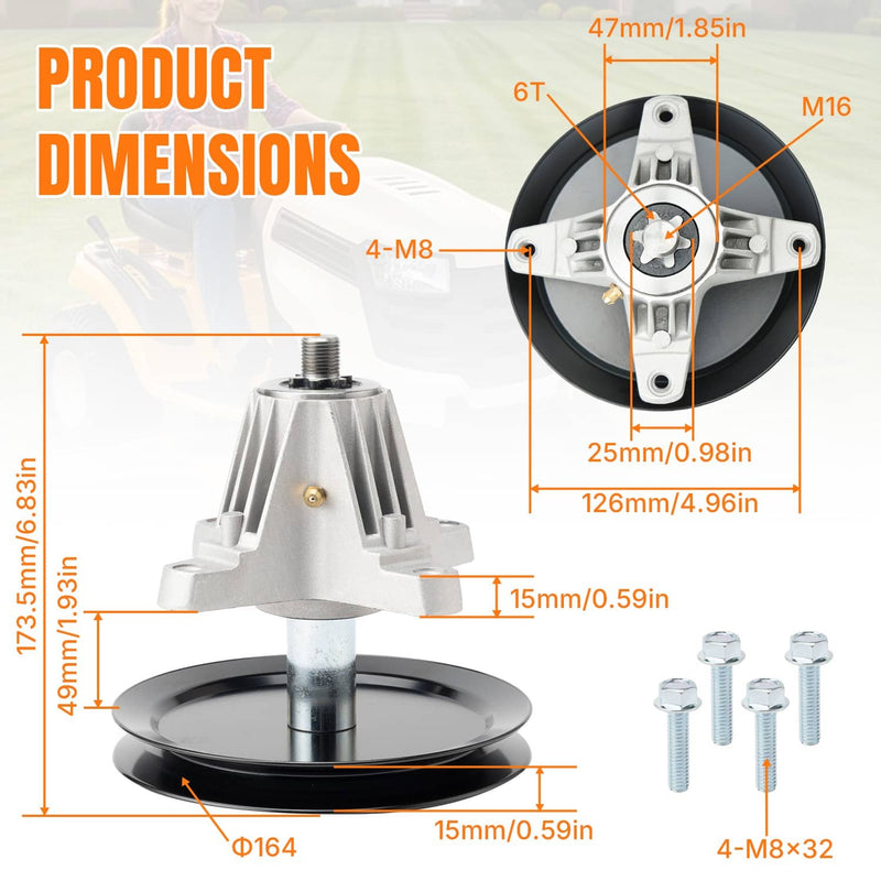 Deck Spindle Assembly for Troy-Bilt Horse XP TB2246 Thouroghbred 618-04636