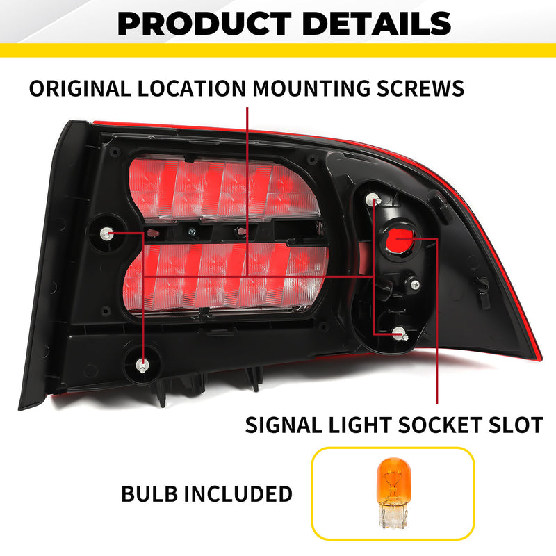 Driver Left Side Tail Light Assembly Rear Brake Lamp for Acura TL 2004-2008