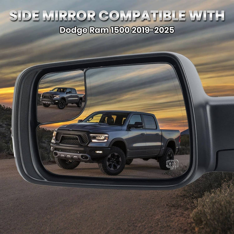 68462769AB Left Driver Side Mirror Heated Power Folding for Ram 1500 19-24