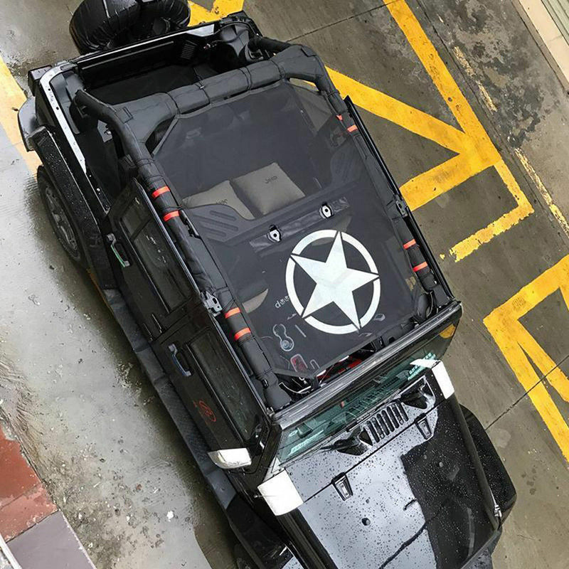 Mesh Sun Shade Top with Star for Jeep Wrangler JK JKU Unlimited Rubicon Sahara