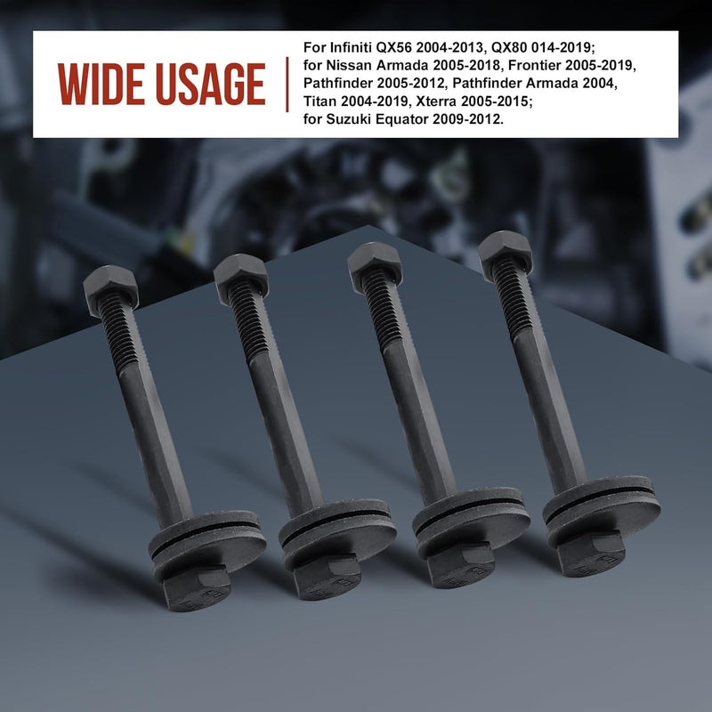 Front Lower Control Arm Camber Cam Bolts +/- 2 Kit for Nissan Suzuki Trucks SUV