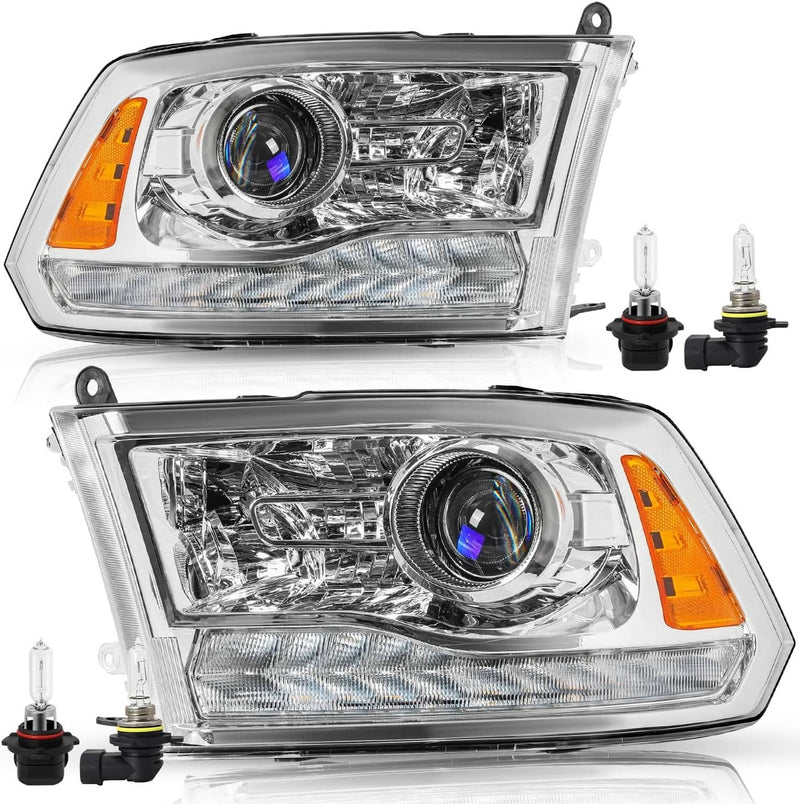 Left+Right Projector Headlights LED DRL for Dodge Ram 1500 2500 3500 2009-2018