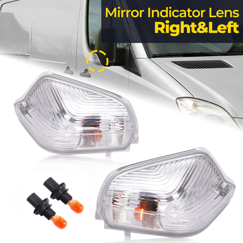 Side Mirror Indicator Light w/Bulb for Mercedes Benz Sprinter W906 2006-21 Pair