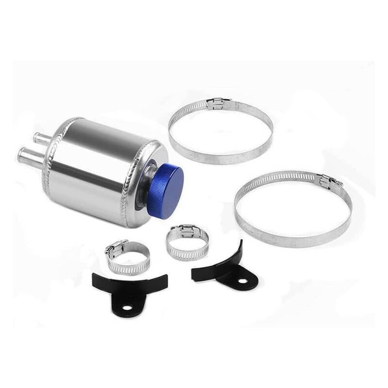 Aluminum Racing Power Steering Fluid Reservoir Tank w/ Clamps Universal