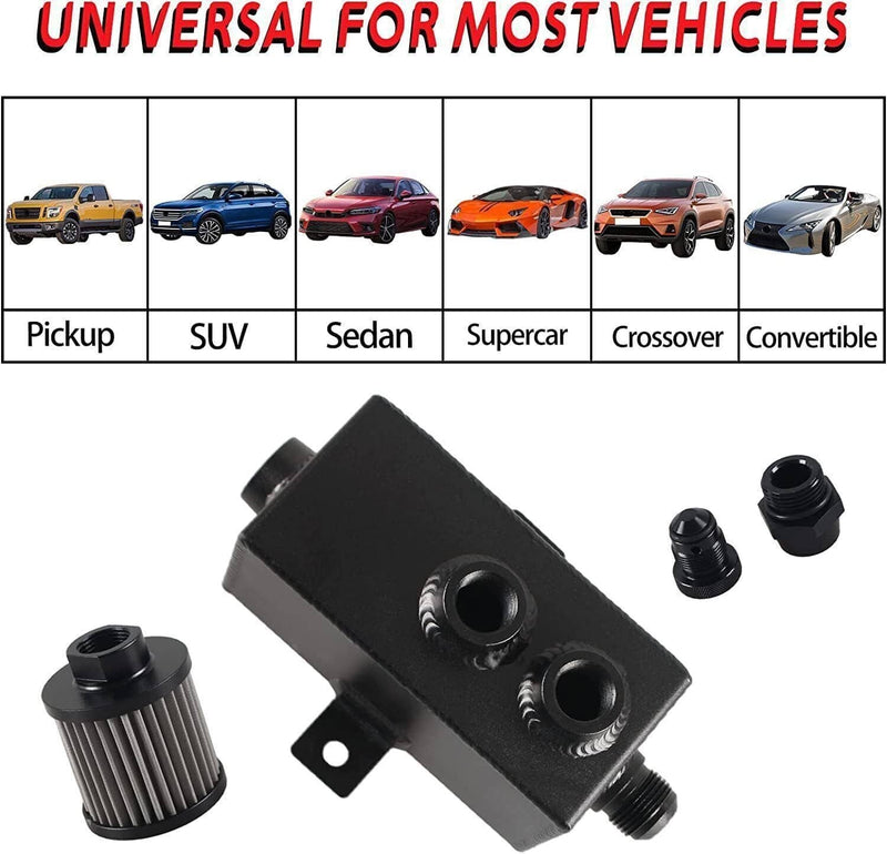 Aluminum 1L Oil Catch Can Reservoir Tank & Breather Filter Baffled 10AN Fitting