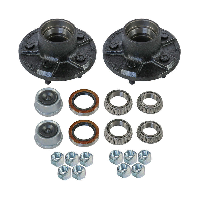 22017K 2PCS Trailer Idler Hub Kits 5 on 4.5 for 3500 lbs Axle 1/2-20 Thread