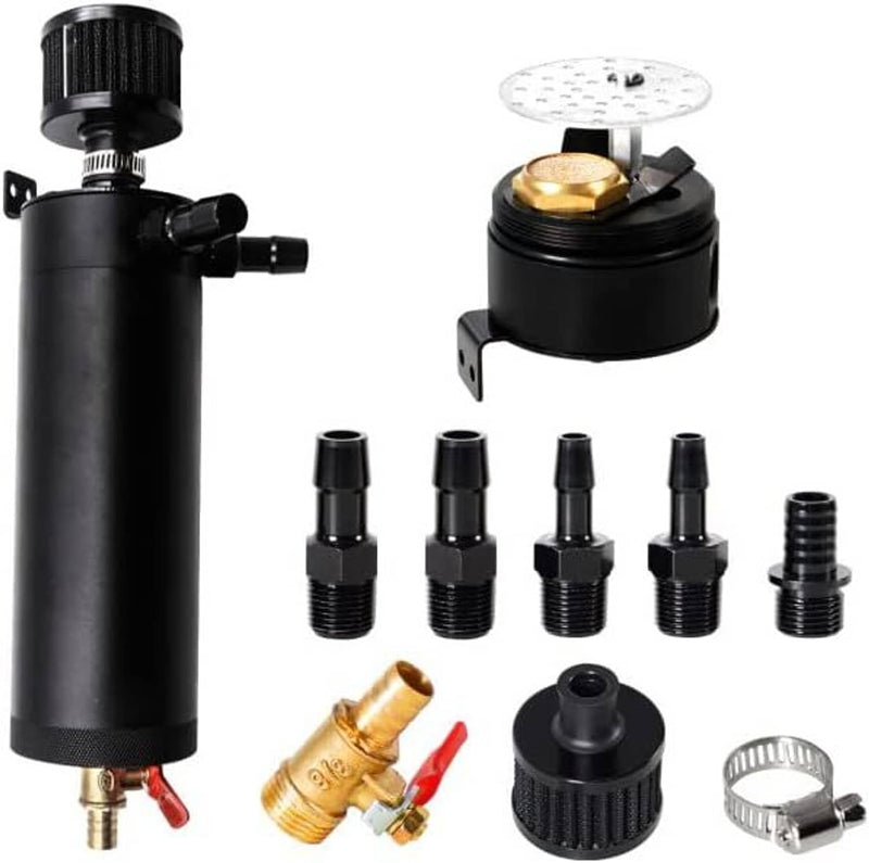 750ML Oil Catch Can Kit Baffled Reservoir Tank Oil Separator Universal