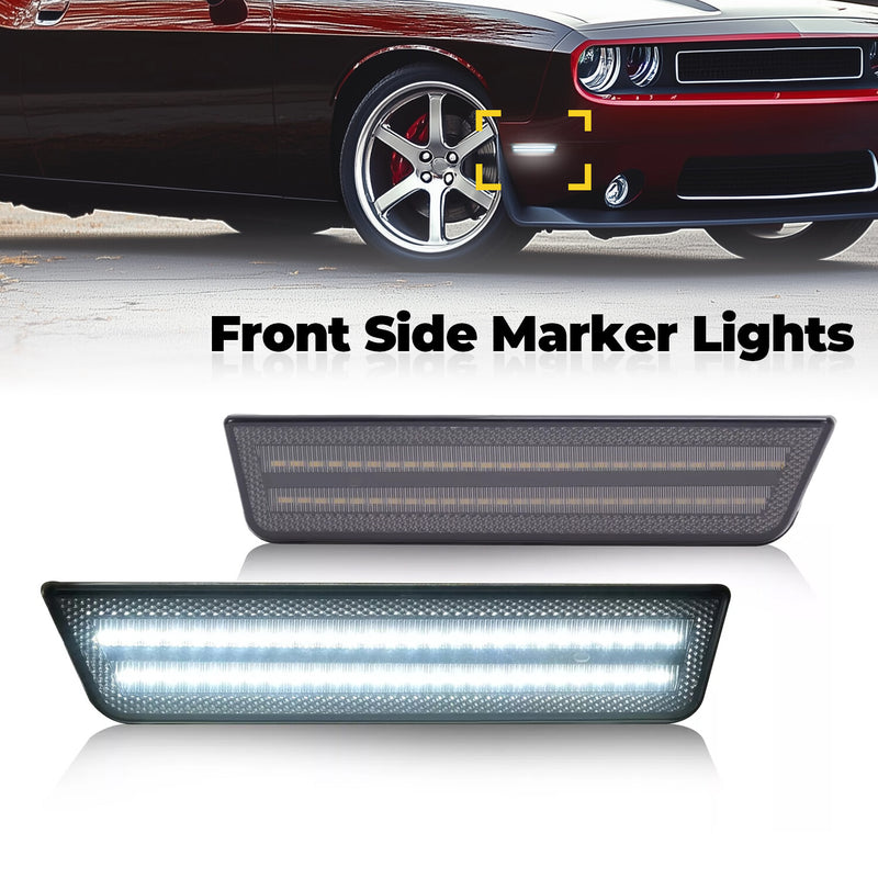 LED Front Side Marker Light White for Dodge Challenger Charger R/T Sedan 2008-14
