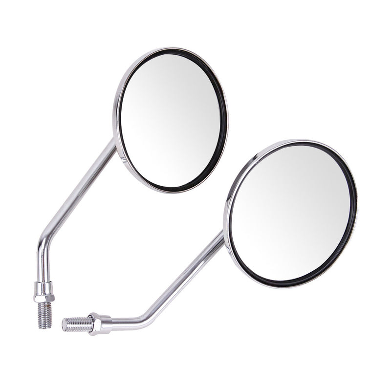 2Pcs Motorcycle Rearview Mirrors Set 10mm Chrome Round Classic Style