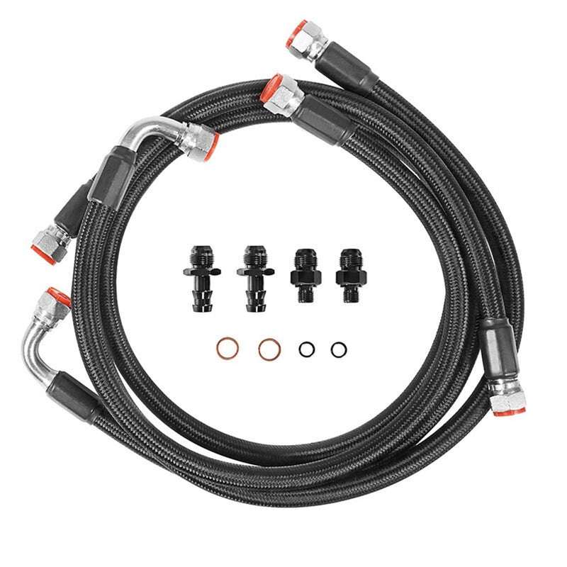 Black Transmission Cooler Hose Line Set for Dodge Ram 2500 3500 5.9L 48RE 03-07