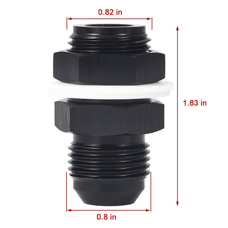 2Pcs 10AN AN10 Flare Fuel Cell Bulkhead Fitting With Teflon Washer Aluminum