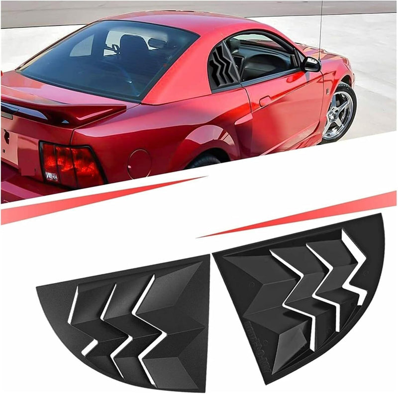 ABS Side Window Louvers Scoop Cover Vent for Ford Mustang 1999-2004 Black 2Pcs