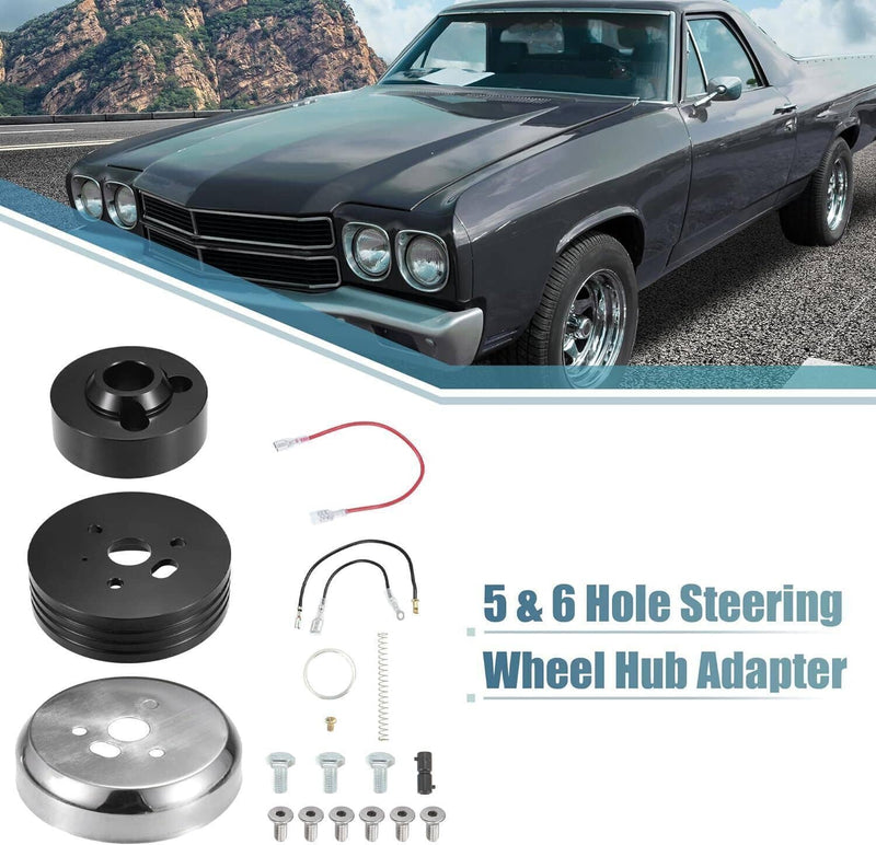 DURAFORCE 5 & 6 Hole Steering Wheel Hub Adapter for Chevy Flaming River Ididit GM Polished