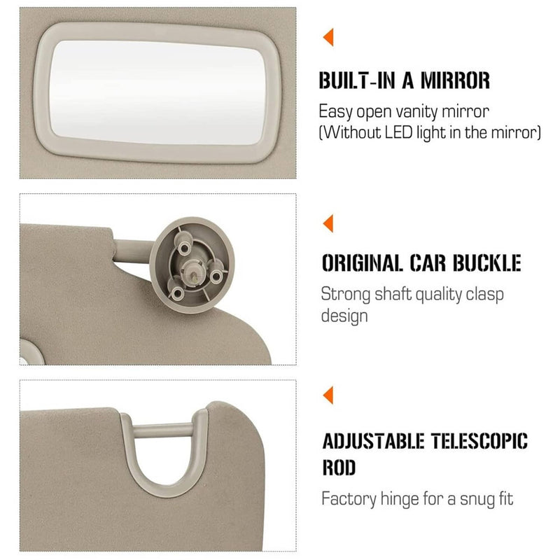 1Pair Sun Visor Set Left & Right for 2002-2009 Dodge Ram 1500 2500 3500 Beige