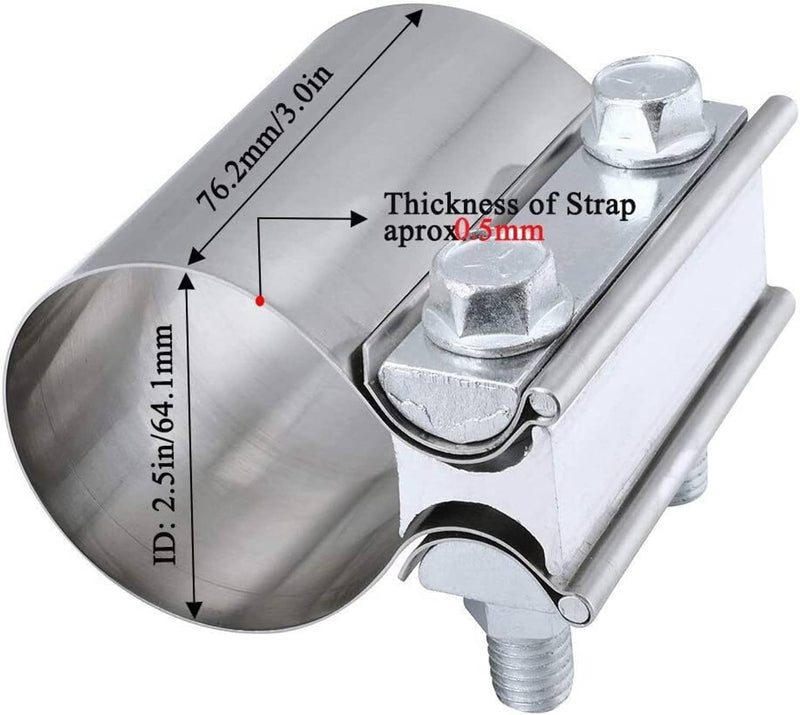 4Pcs Stainless Lap Joint Exhaust Clamp Sleeve Band for 2.5" 2 1/2" OD Pipe