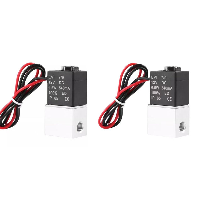 2PCS 1/4 Inch Fast Response Electric Solenoid Valve Air Water DC 12V Normally Cl