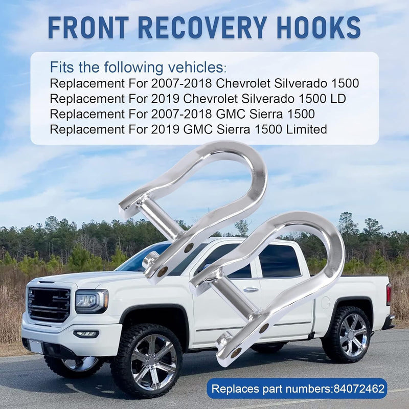 2Pcs Chrome Tow Hooks 84072462 for Chevrolet GMC Silverado Sierra 1500