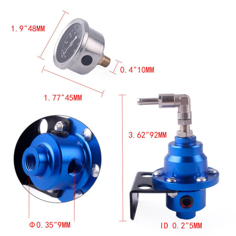 Universal 160psi Adjustable Fuel Pressure Regulator Kit with Oil Gauge