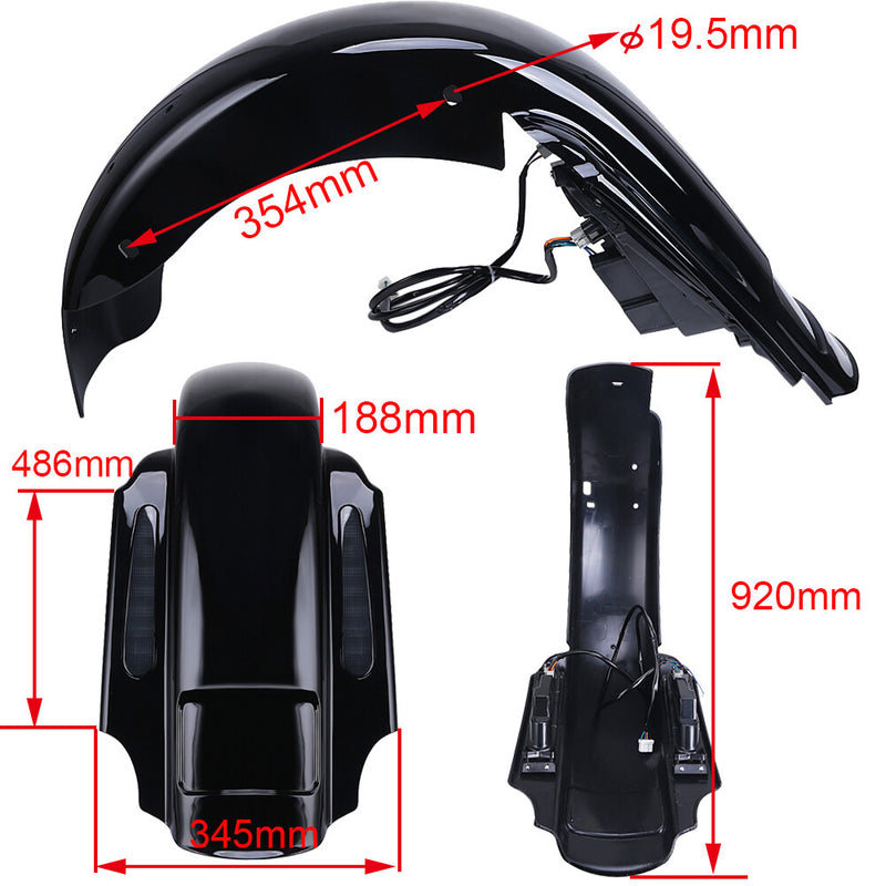 4" Extended Rear Fender LED System for 1993-2008 Harley Touring CVO
