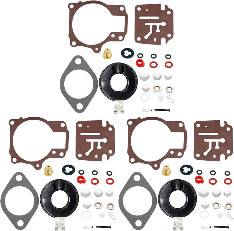 Carburetor Rebuild Repair Kit With Float for Johnson/Evinrude 18 20 25 HP 3Pcs