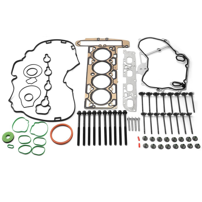 Head Gasket with Bolt & 16pcs Rocker Arm Valve Lifter Set for Chevy GMC Buick 2.