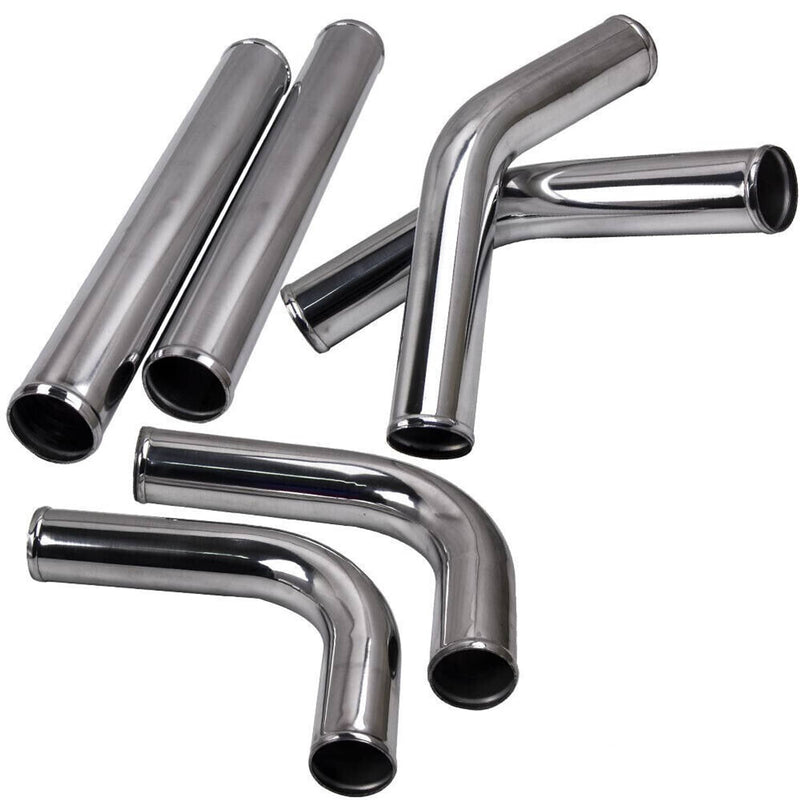 2.5" Universal Aluminum Turbo Intercooler Elbow Pipe Kit 8 Pieces Silver