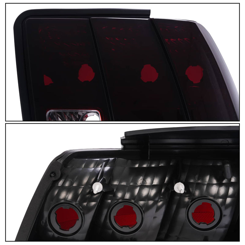 DURAFORCE Tail Lights Rear Brake Lamps for Ford Mustang 1999-2004 Red Smoked Left Right