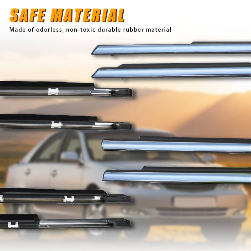 4Pcs Window Molding Trim Weather Strip Seal Strip for Toyota Camry 2002-2006