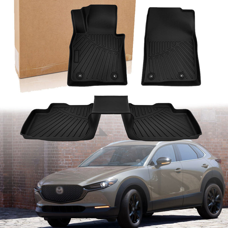 3D Floor Mats Liner for Mazda CX-30 2020-2025 TPE Black All-Weather 3Pcs