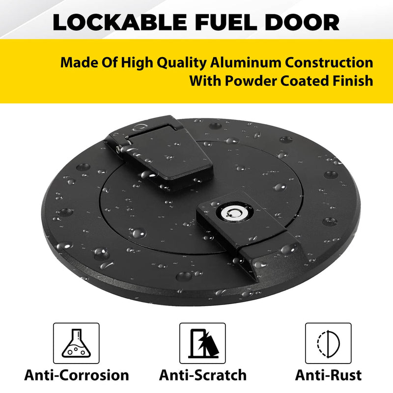 DURAFORCE Locking Fuel Door Gas Tank Cap Cover Aluminum Black For Hummer H2 2003-2009