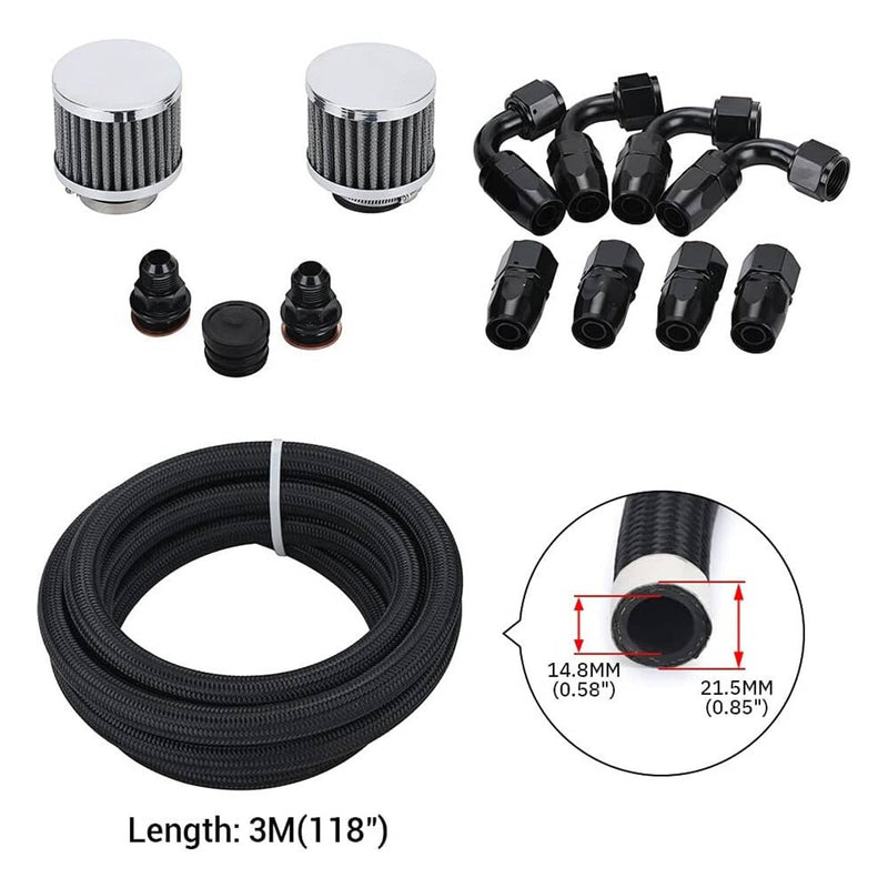 Oil Catch Can 4 Port -10AN with Hoses for Honda Civic Acura Integra Series