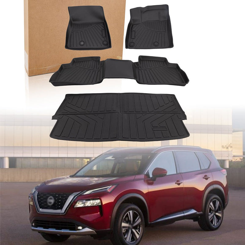 Waterproof Floor Mat Rear Cargo Liner for Nissan Rogue 2021-2025 4 Pieces