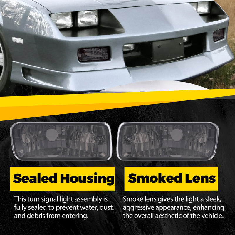 Smoke Lens Bumper Turn Signal Light Assembly for Chevy Camaro 1985-1992