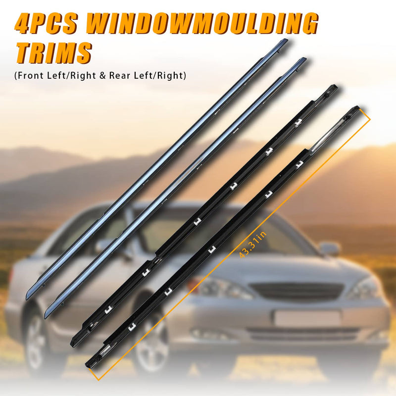 Window Molding Trim Weather Strip Seal for 2002-2006 Toyota Camry 4 Pieces