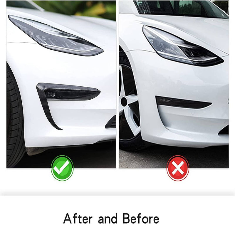Front Fog Light Eyebrow Cover Trim Carbon Fiber Style for Tesla Model 3 2017+