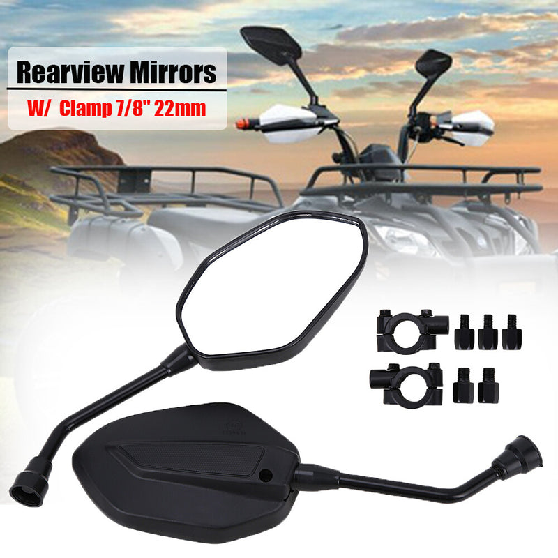 ATV Universal Rear View Side Mirrors Handle Bar Mount for Polaris Yamaha Honda