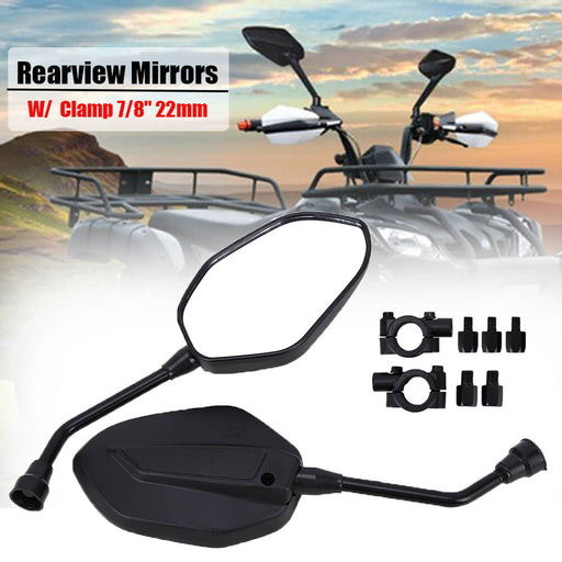 DURAFORCE ATV Universal Rear View Side Mirrors Handle Bar Mount for Polaris Yamaha Honda