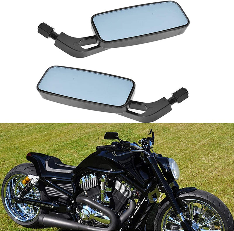 Black Rectangle Rear-View Mirrors for Harley Touring Road Glide Road King, 2x
