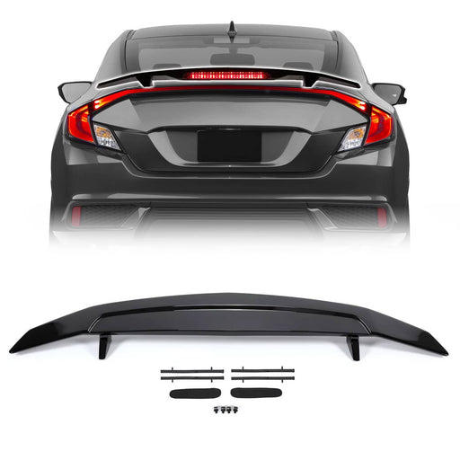 DURAFORCE R Style Trunk Spoiler Wing with LED Light for Honda Civic X 10th Gen 2016-2021