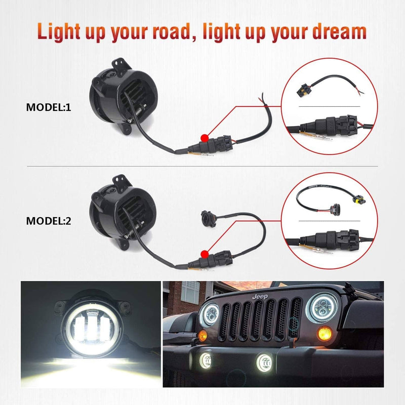 7" LED Headlights Fog Turn Tail Lamp Combo for 07-18 Jeep Wrangler JK