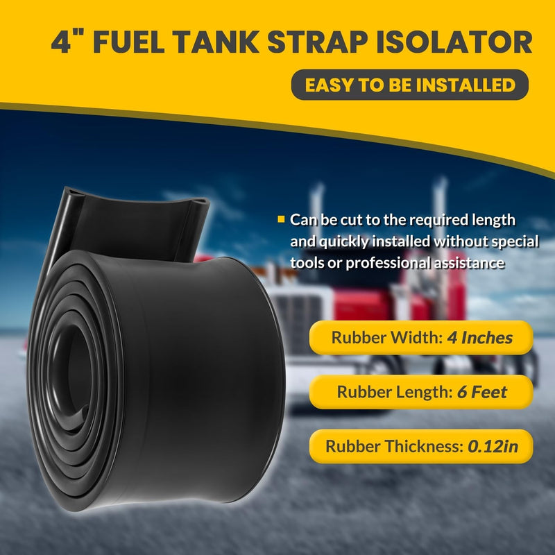 4-Inch Fuel Tank Strap Isolator Gas Tank Cushion 6ft for Semi-trailer